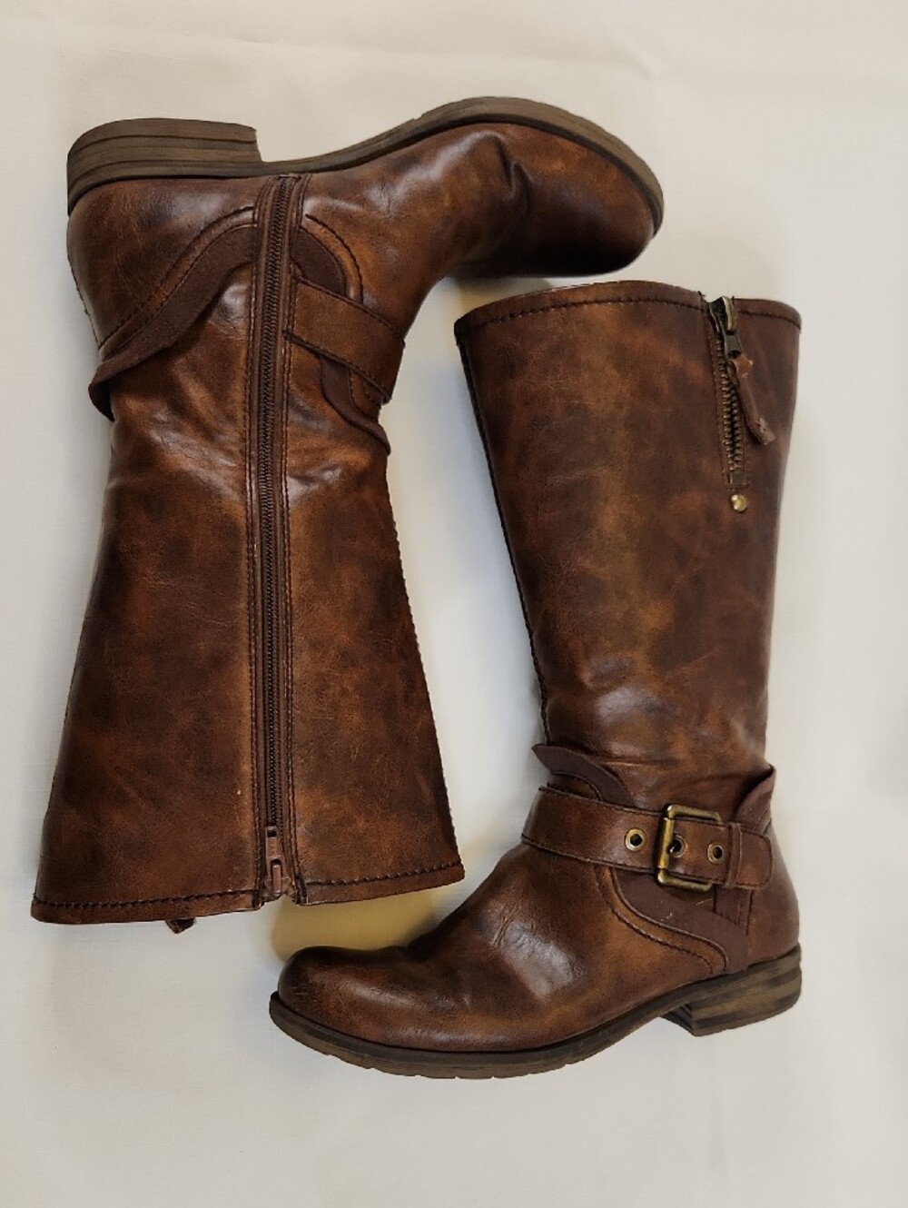 Wide Shaft Naturalizer Brown Mid-Calf Moto Boots - Picture 2 of 9